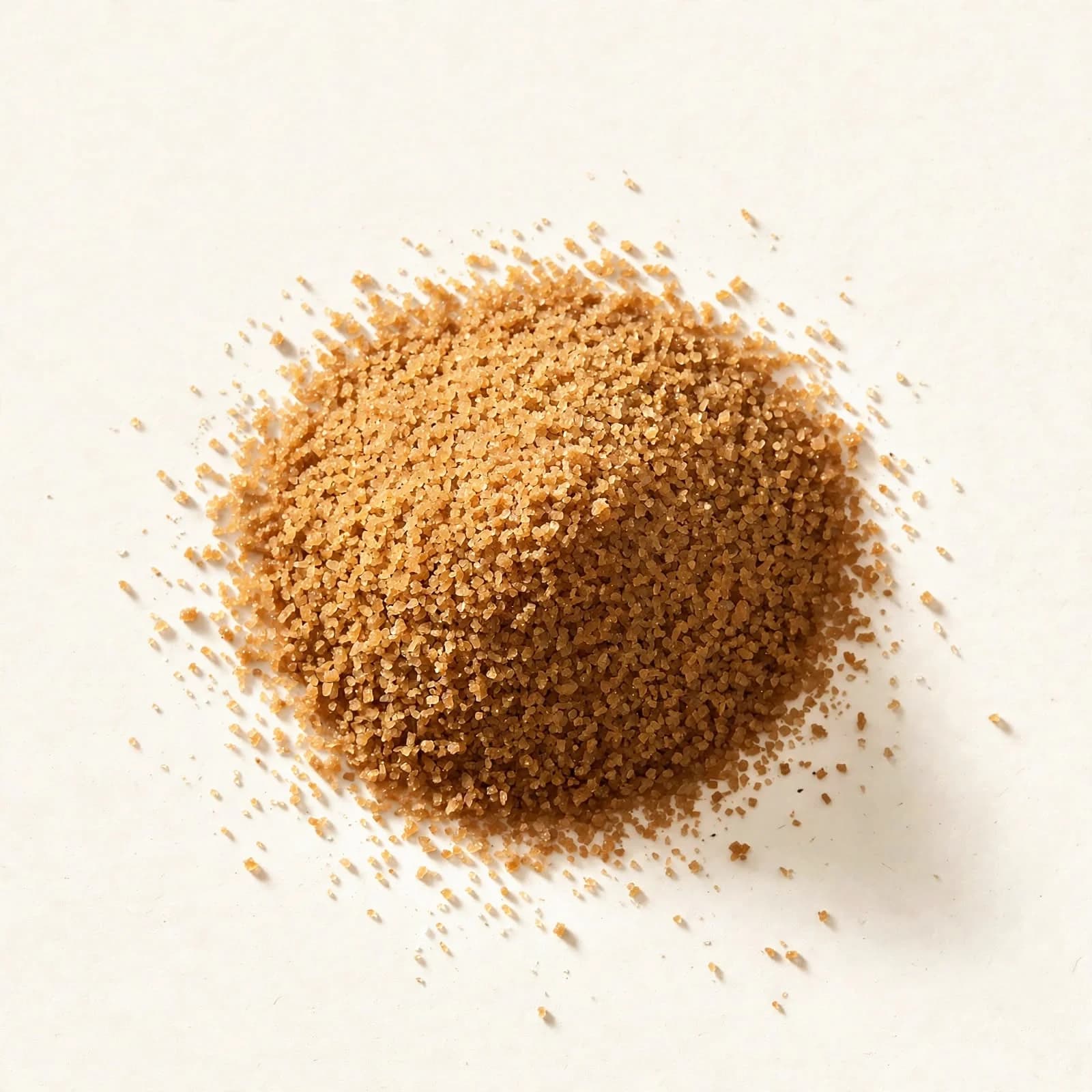 A heap of granular golden-brown coconut sugar, seen from above.